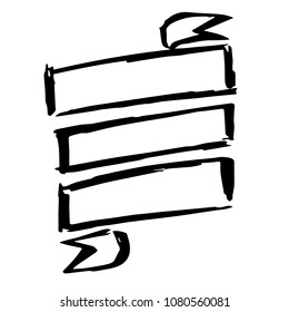 Vector Illustration Hand Drawn Brush Flat Line Icon, Sign, Symbol of Banner. Graphic Design Outline Silhouette EPS10.