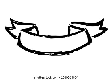 Vector Illustration Hand Drawn Brush Flat Line Icon, Sign, Symbol of Banner. Graphic Design Outline Silhouette EPS10.