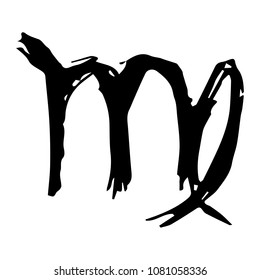 Vector Illustration Hand Drawn Brush of Zodiac Sign Virgo. Flat Line Icon, Sign, Symbol, Graphic Design Outline Silhouette EPS10.