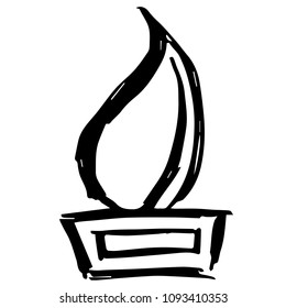 Vector Illustration Hand Drawn Brush of Trophy Cup Champion Winner. Flat, Icon, Sign, Logo, Symbol, Object, Graphic Design, Element, Background, Print.