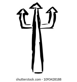 Vector Illustration Hand Drawn Brush of Halloween Demon Death Stick. Flat, Icon, Sign, Logo, Symbol, Object, Graphic Design, Element, Background, Print.