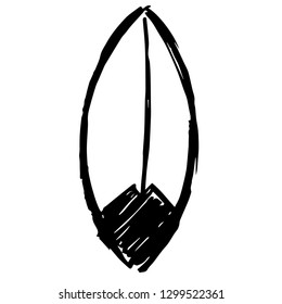 Vector Illustration Hand Drawn Brush of Surfing Board.