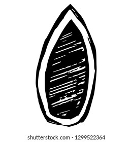 Vector Illustration Hand Drawn Brush of Surfing Board.