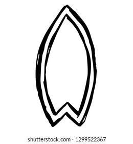 Vector Illustration Hand Drawn Brush of Surfing Board.