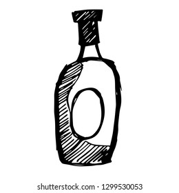 Vector Illustration Hand Drawn Brush of Wine and Glass.