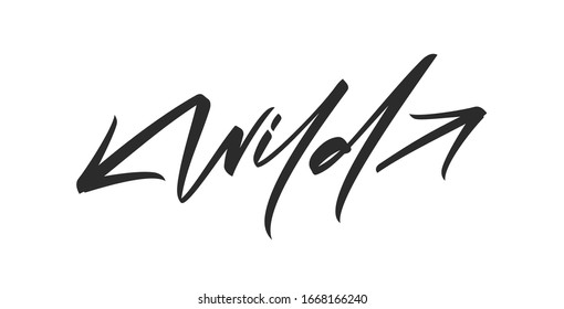 Vector illustration: Hand drawn brush type lettering of Wild on white background