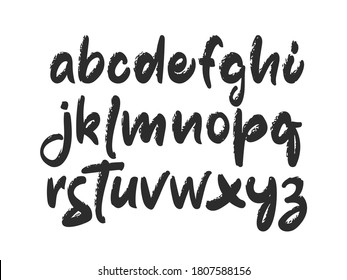 Vector illustration: Hand drawn brush font. Handwritten English Abc alphabet on white background.