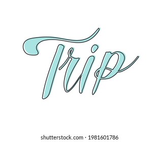 Ilustración vectorial. Grabado con la mano de la letra del pincel del texto del Viaje sobre fondo blanco.