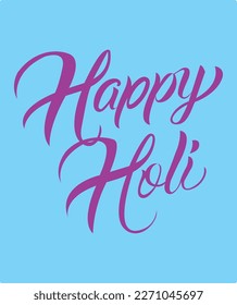 Vector illustration: Hand drawn brush lettering of Happy Holi on white background