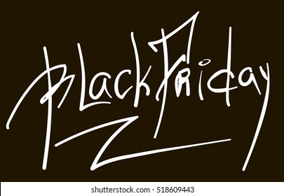 Vector illustration: Hand drawn brush lettering of Black Friday isolated on dark background