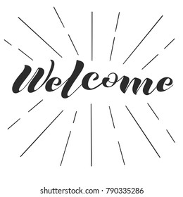 Vector illustration of hand drawn brush lettering quote Welcome