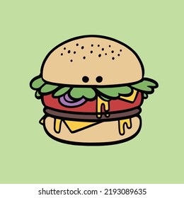 
Ilustración vectorial Dibujo de mano de la hamburguesa