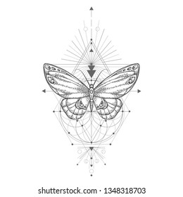 Vector Illustration Hand Drawn Butterfly Sacred Stock Vector (Royalty ...