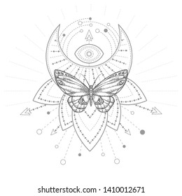 Moth Dead Head Esoteric Symbol Background Stock Vector (Royalty Free ...