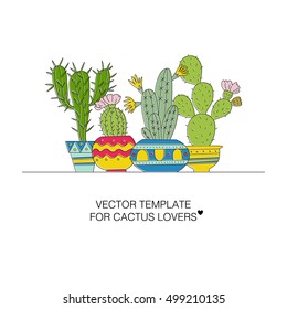 Vector illustration of a hand drawn cactus. 