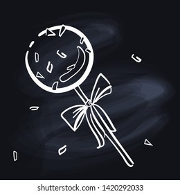 Vector illustration of the hand drawn cakepop on the blackboard