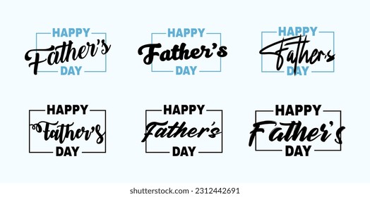 Vector illustration: Hand drawn calligraphic brush type lettering composition of Happy Father's Day on white background.