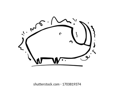 Ilustración del vector: Rinocerontes dibujados a mano. Diseño de líneas de esbozo.