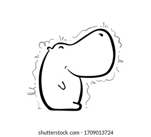 Ilustración del vector: Dibujo manual del hipopótamo. Diseño de esbozo.