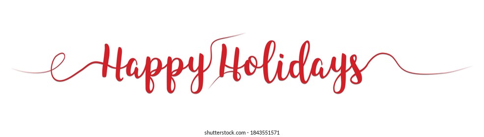 Vector illustration: Hand drawn cartoon brush lettering composition of Happy Holidays on white background