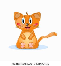 Vector illustration of a hand drawn cartoon ginger kitten