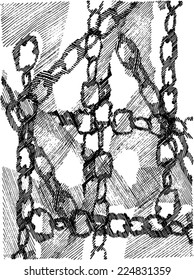 Vector illustration of hand drawn chain pattern / texture.