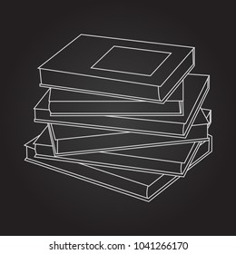 Vector illustration of a hand drawn chalk on a black board in a flat style. book