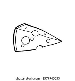 Vector illustration of hand drawn cheese. isolated on white background.