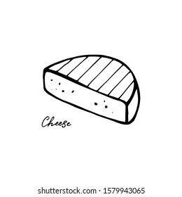 Vector illustration of hand drawn cheese. isolated on white background.