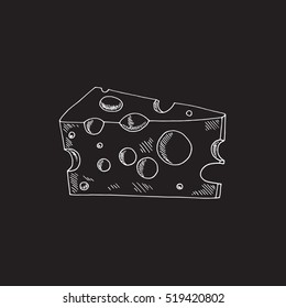 Vector Illustration Of Hand Drawn Cheese.