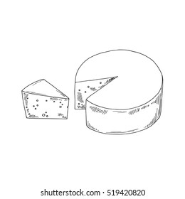 Vector illustration of hand drawn cheese.