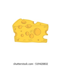 Vector Illustration Of Hand Drawn Cheese.