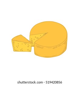 Vector illustration of hand drawn cheese.