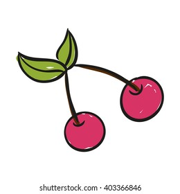 Vector Illustration of Hand Drawn Cherries