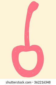 vector illustration of hand drawn cherry contour on yellow background