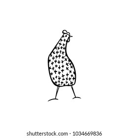Vector illustration of hand drawn chicken. Beautiful ink drawing, heavy contour, abstract design elements. Perfect elements for food or farming design.