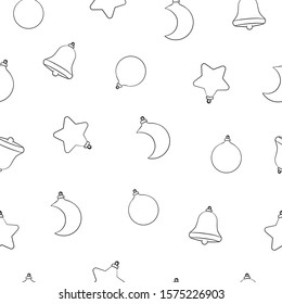 Vector illustration. Hand drawn christmas toys. Happy new year, merry christmas seamless wrap, cover, fabric