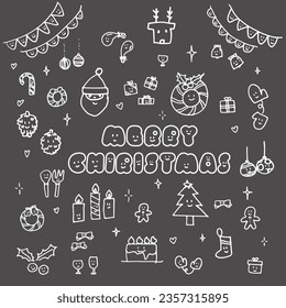 Vector illustration of hand drawn christmas icon set