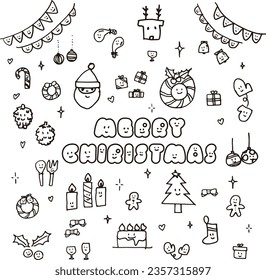 Vector illustration of hand drawn christmas icon set