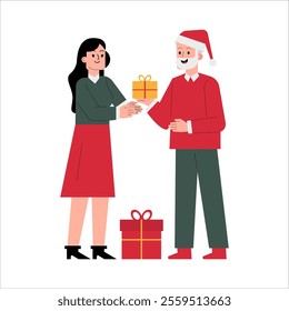 Vector Illustration of Hand Drawn Christmas Gift to Women.