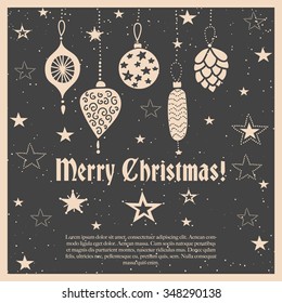 Vector illustration of hand drawn Christmas balls. Christmas decoration. Merry Christmas and Happy New Year! Christmas Collection 2016.