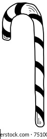 Vector Illustration Of A Hand Drawn Christmas Candy Cane.