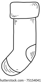 Vector illustration of a hand drawn Christmas stocking. 