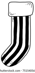 Vector illustration of a hand drawn Christmas stocking. 
