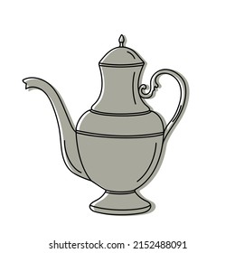 Vector illustration of a hand drawn coffee kettle isolated on a white background.