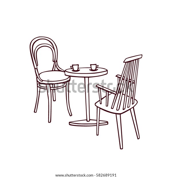 Vector Illustration Hand Drawn Coffee Table Stock Vector Royalty