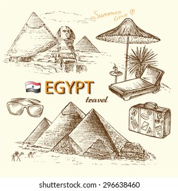 The vector illustration "hand drawn collection Egypt" for design