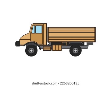 Ilustración de vectores Niños de color dibujado mano construcción de un solo camión de volcado