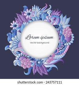 Vector illustration with hand drawn colorful plants and flowers, pattern can be used as wallpaper, stylish gift card