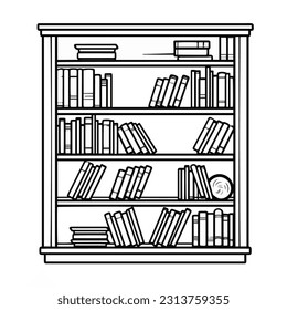 Vector illustration of a hand drawn coloring book shelf